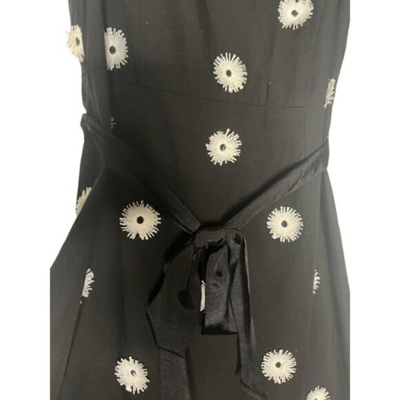 Talbots Black White Floral Flower Applique Fit and Flare Dress Sleeveles… - Picture 7 of 9